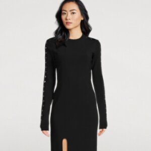 Stella McCartney long-sleeve leg-slit Midi Dress | Black | Size XS NWOT